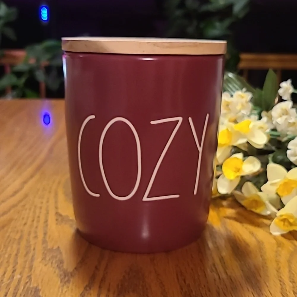 Rae Dunn COZY Canister With Wooded Lid